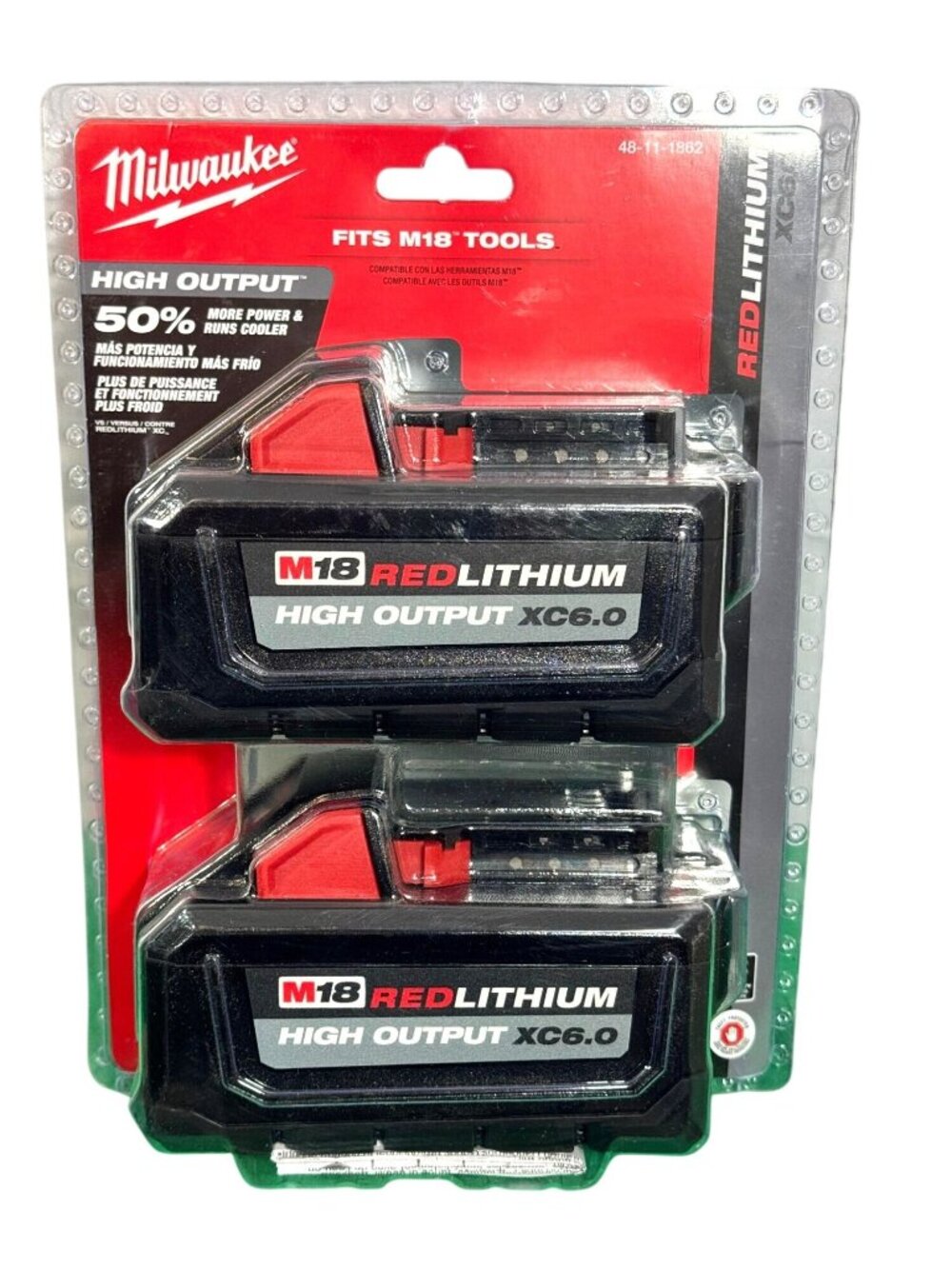 Milwaukee 48-11-1862 M18 REDLITHIUM High Output XC6.0 Battery Pack (2 Pack)
